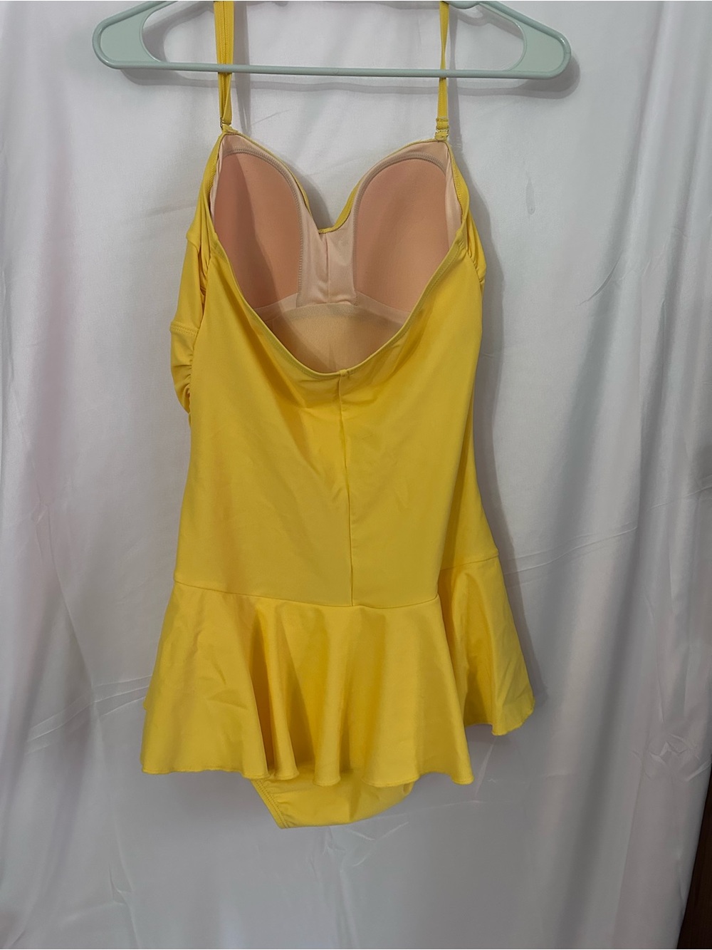 Bright Yellow Women's One-Piece Swimsuit with Skirted Hem - Picture 2 of 4